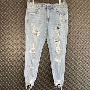 Fashion FWD Light Blue Distressed Casual Wear Comfort Denim Jeans Women Size‎ 16